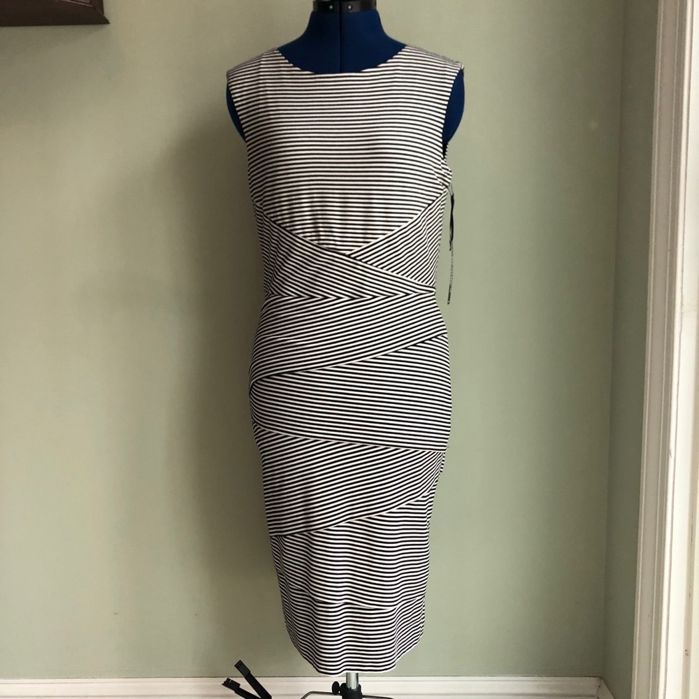 White House Black Market B & W Striped Dress
